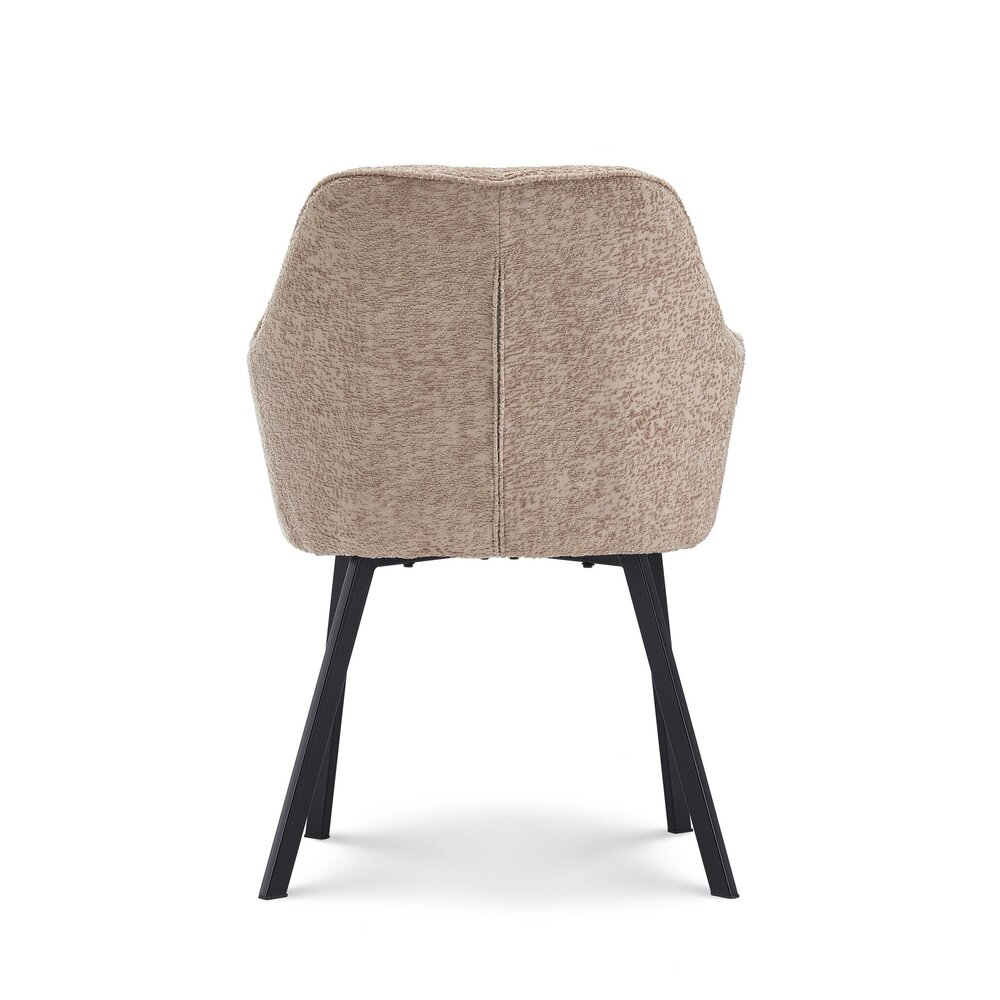 Chaise de salle à manger avec accoudoirs Yurgan tissu chenillé taupe