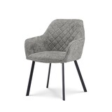 Lizzely Garden & Living Chaise de salle à manger avec accoudoirs Yurgan tissu chenillé gris