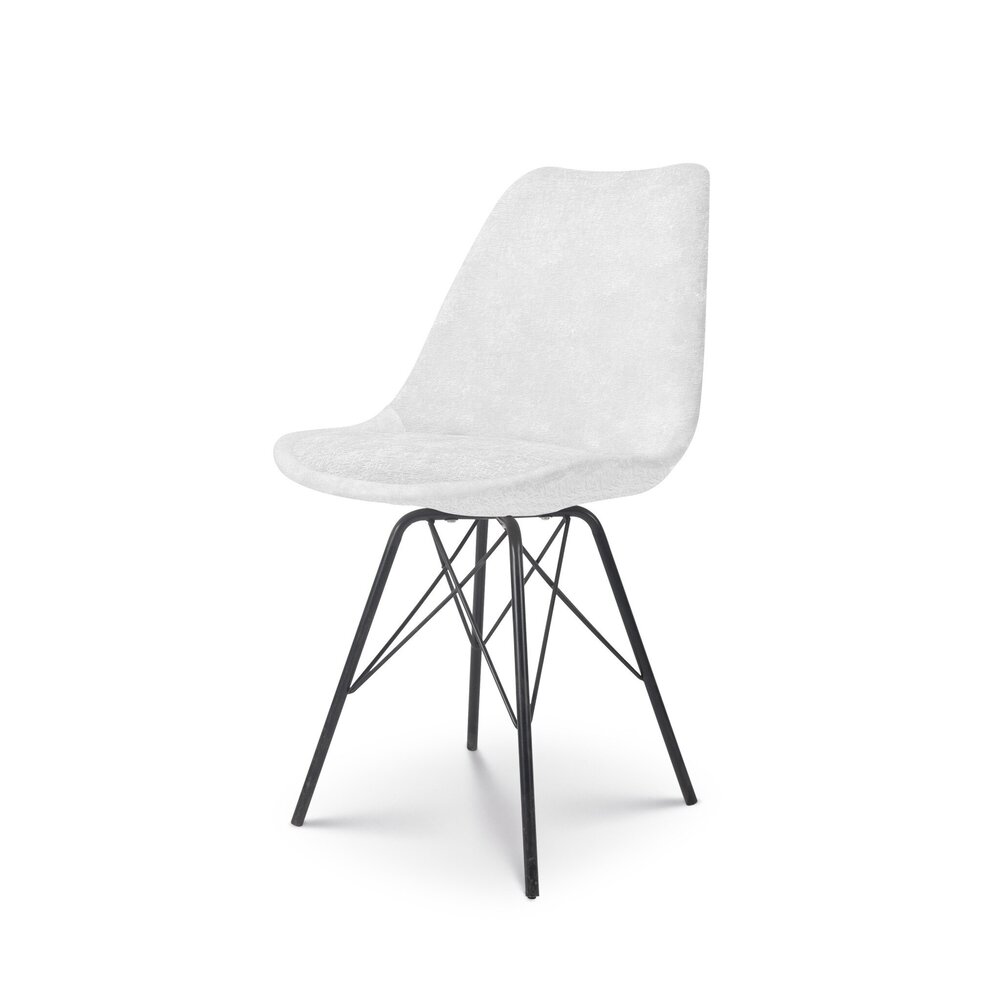 Chaise de salle à manger Viga blanc tissu chenillé