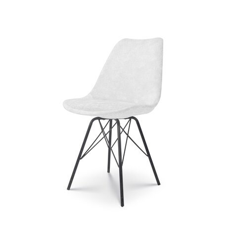 Lizzely Garden & Living Chaise de salle à manger Viga blanc tissu chenillé