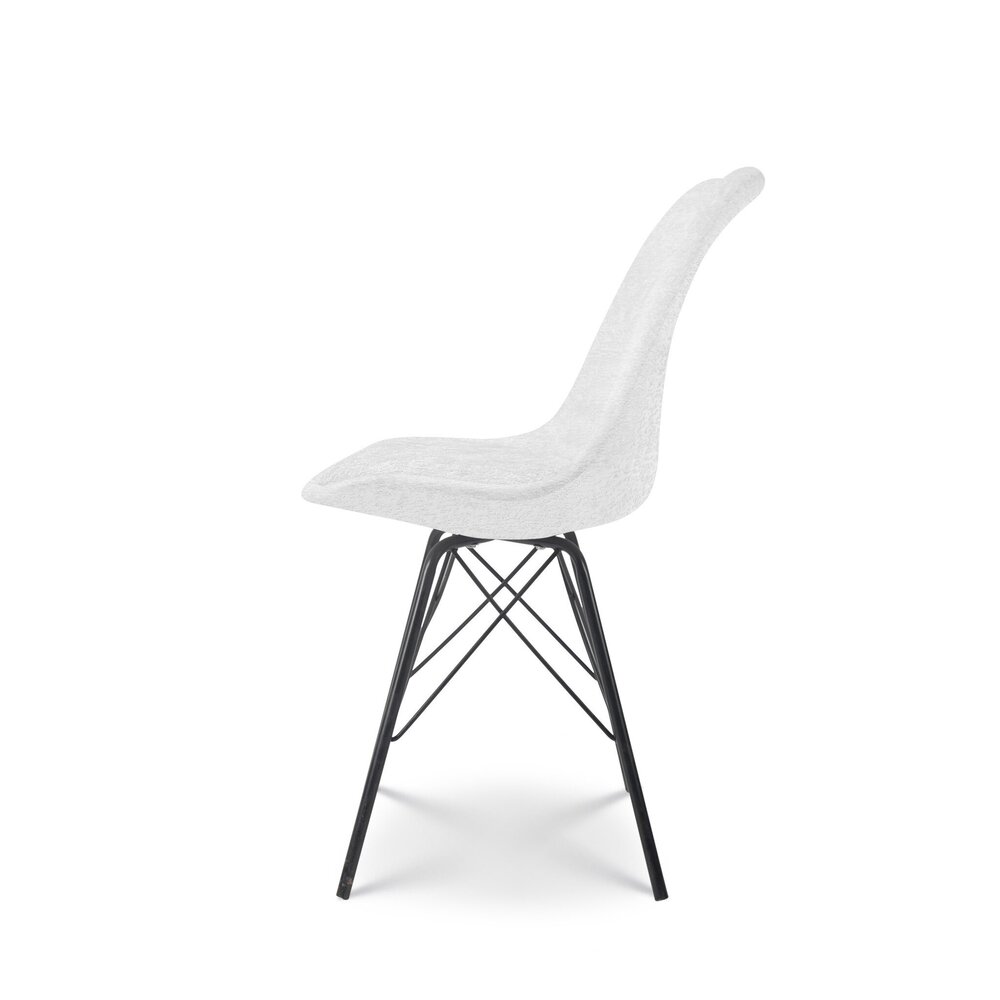 Chaise de salle à manger Viga blanc tissu chenillé