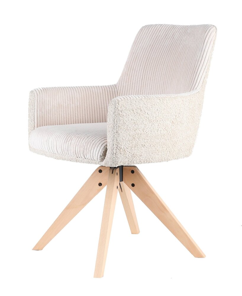 Chaise de salle à manger pivotante Gemma tissu côtelé blanc