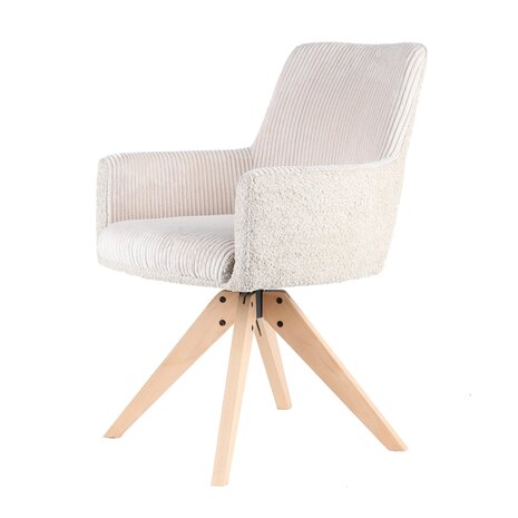 Lizzely Garden & Living Chaise de salle à manger pivotante Gemma tissu côtelé blanc