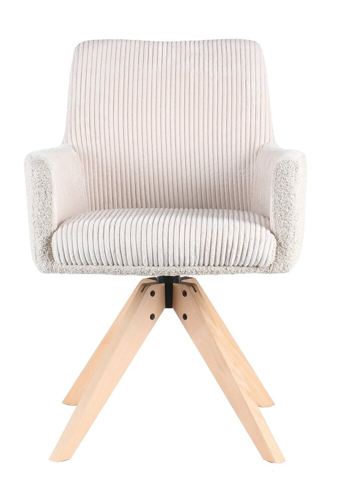 Chaise de salle à manger pivotante Gemma tissu côtelé blanc