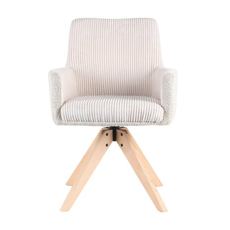 Lizzely Garden & Living Chaise de salle à manger pivotante Gemma tissu côtelé blanc