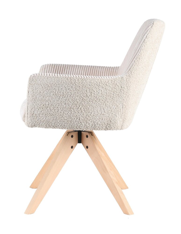 Chaise de salle à manger pivotante Gemma tissu côtelé blanc