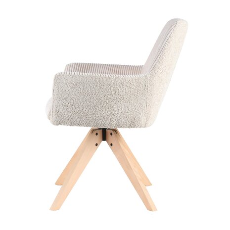 Lizzely Garden & Living Chaise de salle à manger pivotante Gemma tissu côtelé blanc