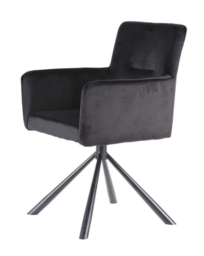Chaise de salle à manger pivotante avec accoudoir Puck velours noir