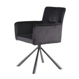 Lizzely Garden & Living Chaise de salle à manger pivotante avec accoudoir Puck velours noir Lizzely Garden & Living Chaise de salle à manger pivotante avec accoudoir Puck velours noir