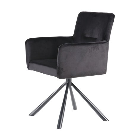 Lizzely Garden & Living Chaise de salle à manger pivotante avec accoudoir Puck velours noir