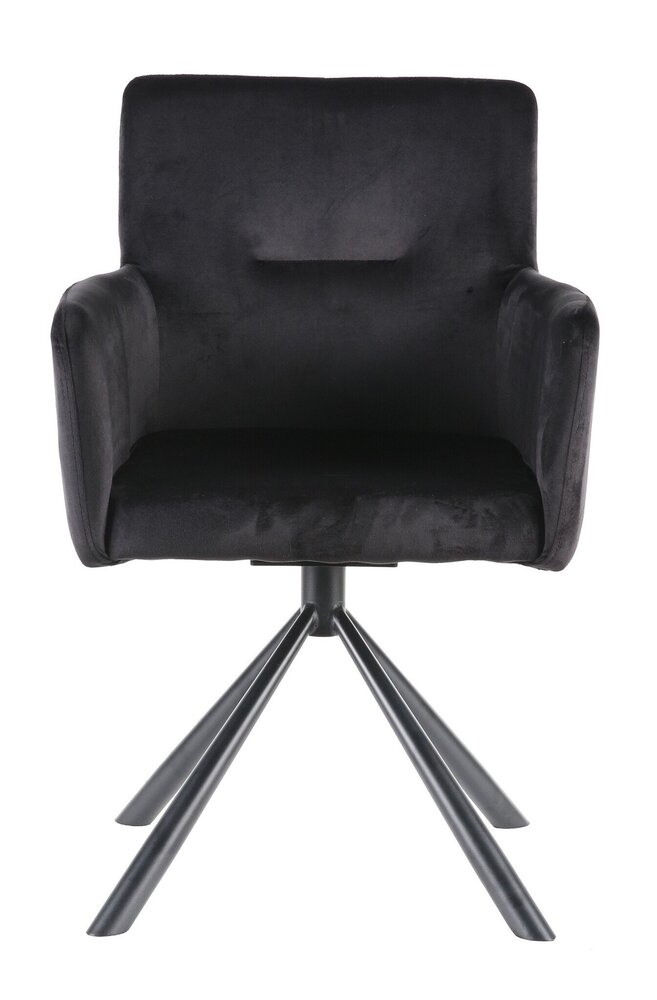 Chaise de salle à manger pivotante avec accoudoir Puck velours noir