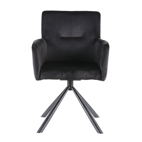 Lizzely Garden & Living Chaise de salle à manger pivotante avec accoudoir Puck velours noir