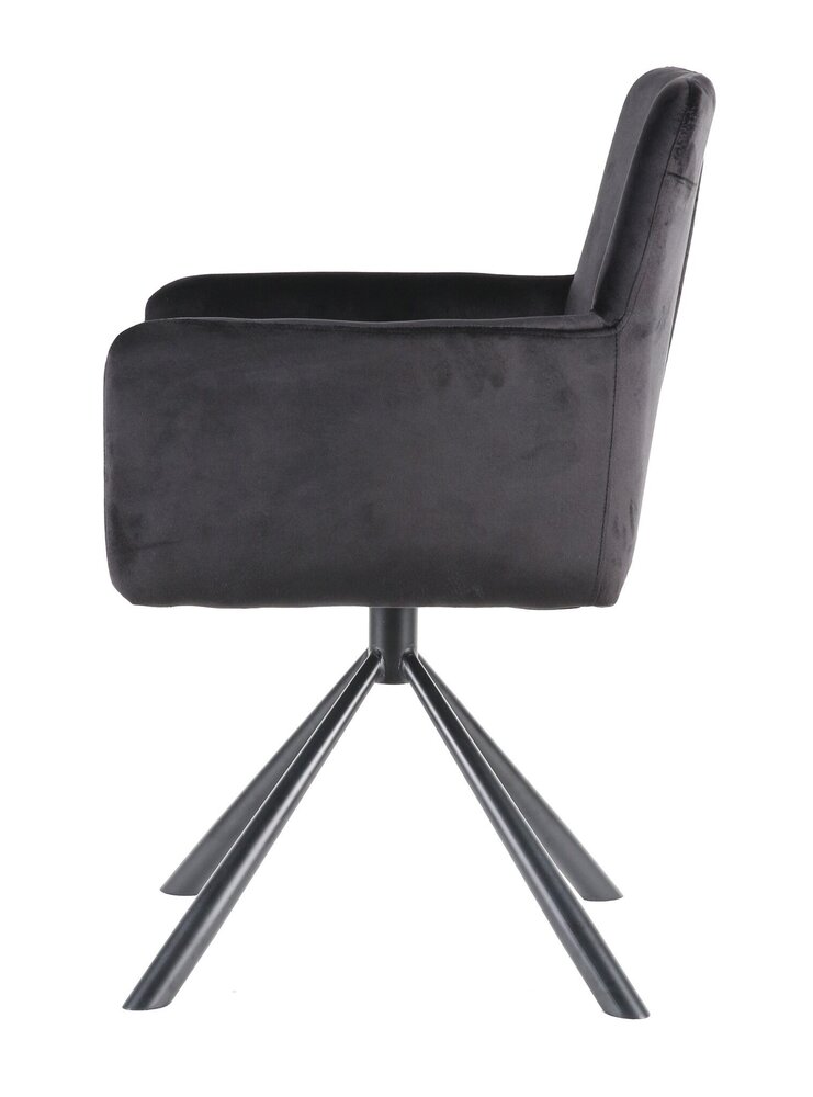 Chaise de salle à manger pivotante avec accoudoir Puck velours noir