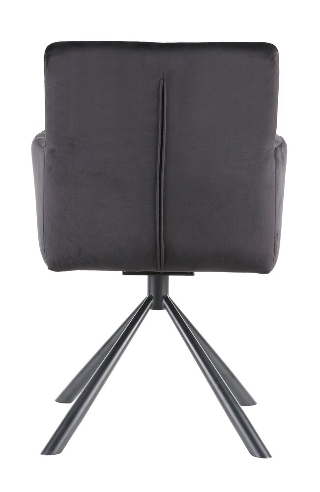 Chaise de salle à manger pivotante avec accoudoir Puck velours noir