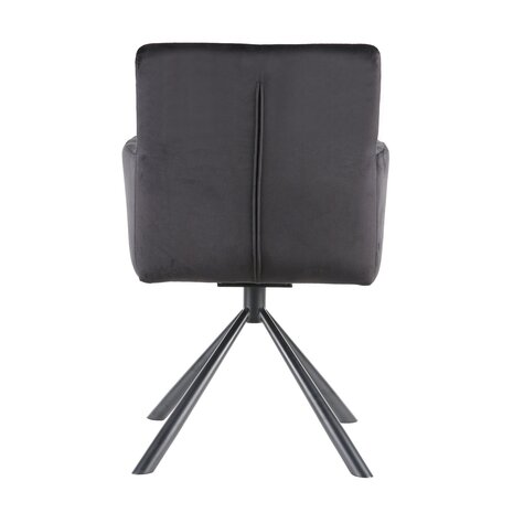 Lizzely Garden & Living Chaise de salle à manger pivotante avec accoudoir Puck velours noir