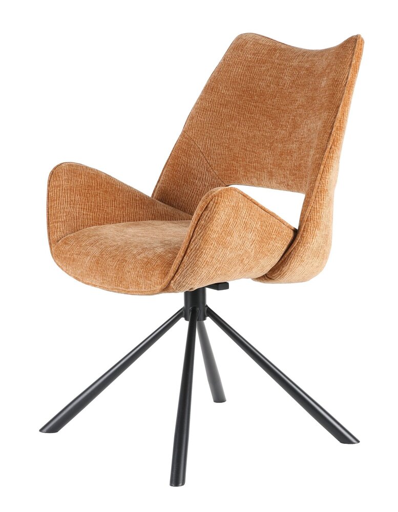 Chaise de salle à manger pivotante Kevin tissu côtelé cognac