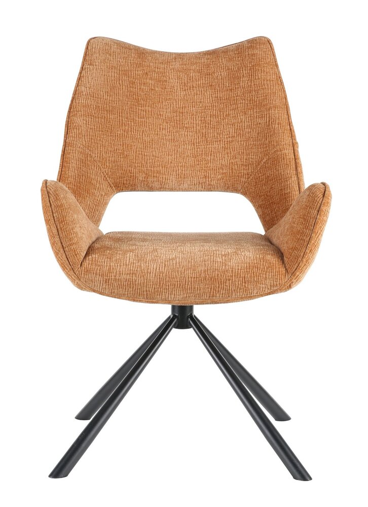 Chaise de salle à manger pivotante Kevin tissu côtelé cognac