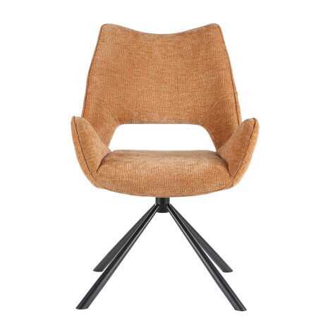 Lizzely Garden & Living Chaise de salle à manger pivotante Kevin tissu côtelé cognac