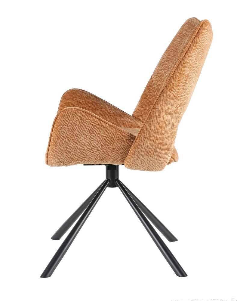 Chaise de salle à manger pivotante Kevin tissu côtelé cognac