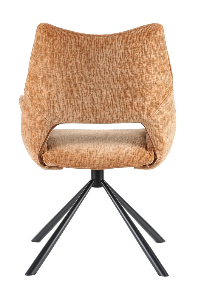 Chaise de salle à manger pivotante Kevin tissu côtelé cognac