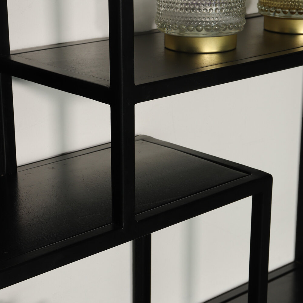 Etagère murale Emma carré industriel en bois de manguier 75cm noir décoration murale