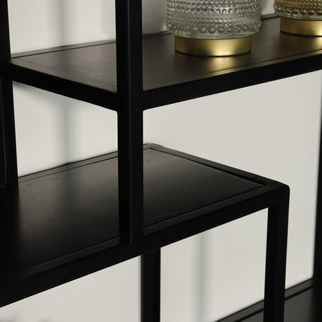 Lizzely Garden & Living Etagère murale Emma carré industriel en bois de manguier 75cm noir décoration murale