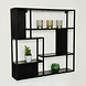 Lizzely Garden & Living Etagère murale Emma carré industriel en bois de manguier 75cm noir décoration murale
