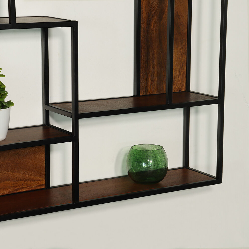 Etagère murale Emma carré industriel en bois de manguier 75cm marron décoration murale Etagère murale Emma carré industriel en bois de manguier 75cm marron décoration murale