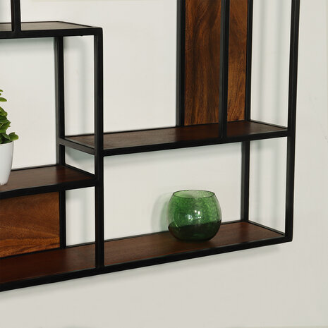 Lizzely Garden & Living Etagère murale Emma carré industriel en bois de manguier 75cm marron décoration murale Lizzely Garden & Living Etagère murale Emma carré industriel en bois de manguier 75cm marron décoration murale