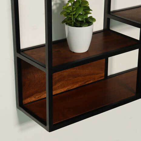 Lizzely Garden & Living Etagère murale Emma carré industriel en bois de manguier 75cm marron décoration murale Lizzely Garden & Living Etagère murale Emma carré industriel en bois de manguier 75cm marron décoration murale