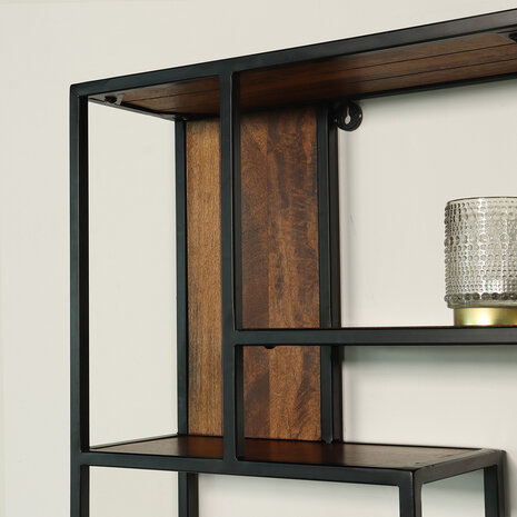 Lizzely Garden & Living Etagère murale Emma carré industriel en bois de manguier 75cm marron décoration murale Lizzely Garden & Living Etagère murale Emma carré industriel en bois de manguier 75cm marron décoration murale