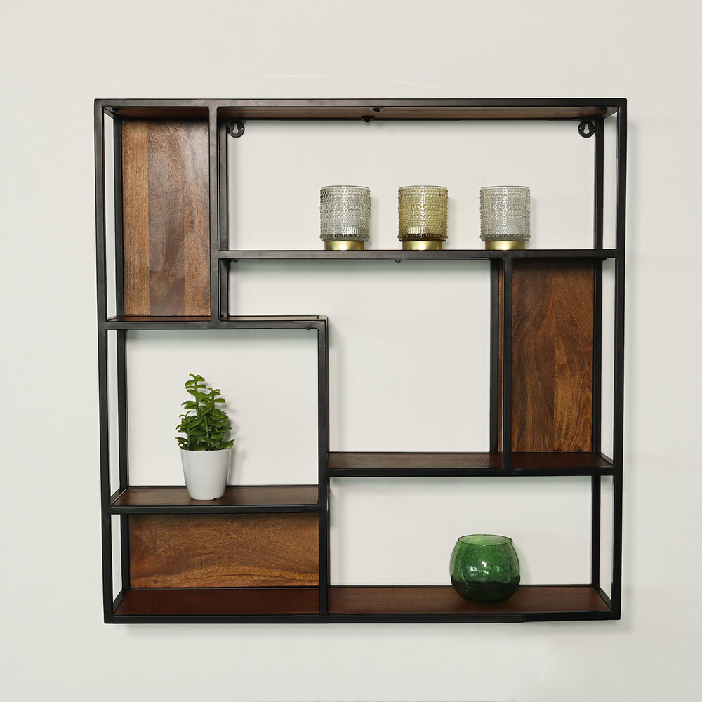 Etagère murale Emma carré industriel en bois de manguier 75cm marron décoration murale Etagère murale Emma carré industriel en bois de manguier 75cm marron décoration murale