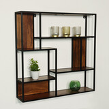 Lizzely Garden & Living Etagère murale Emma carré industriel en bois de manguier 75cm marron décoration murale Lizzely Garden & Living Etagère murale Emma carré industriel en bois de manguier 75cm marron décoration murale