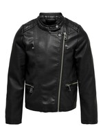 KIDS ONLY KO Freya Faux Leather Biker Jacket Black/Silver