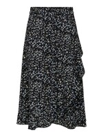 ONLY Carly Flounce Long Skirt Black/Flower 15224124