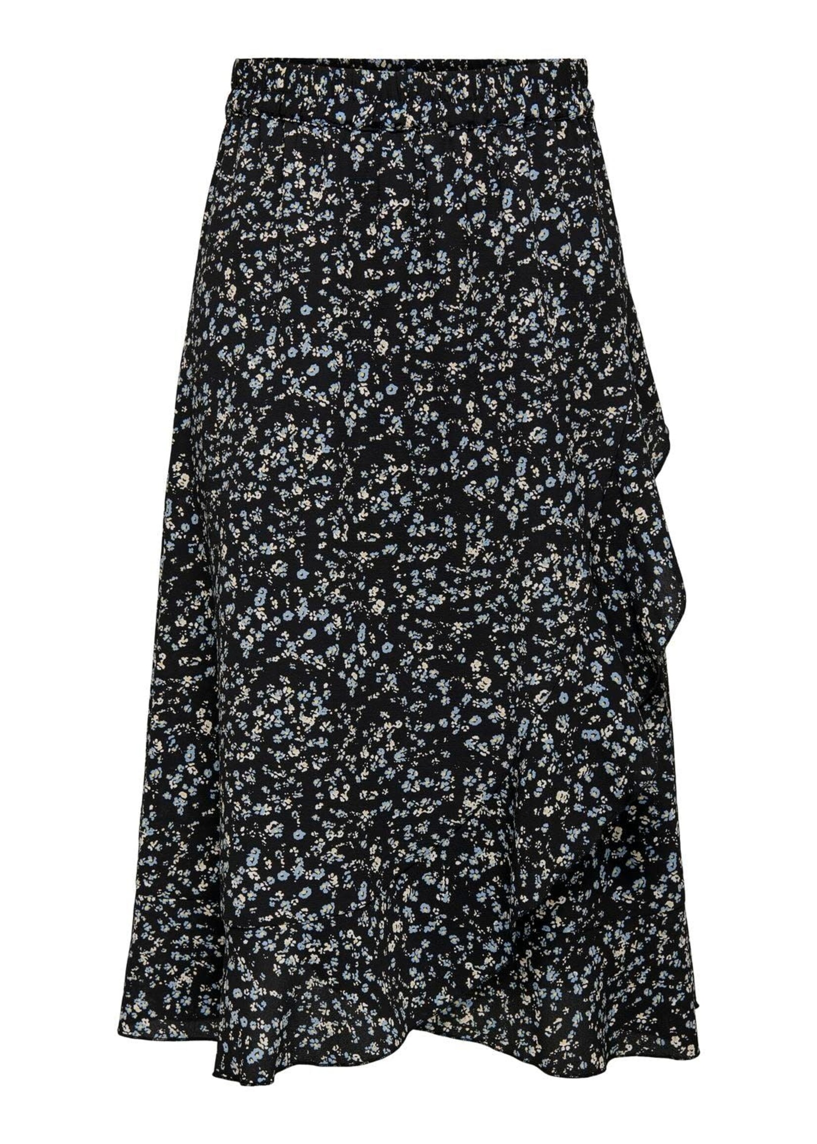 ONLY Carly Flounce Long Skirt Black/Flower 15224124