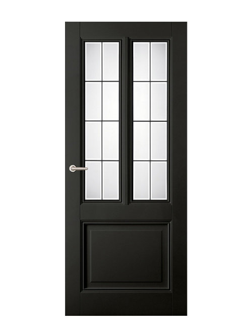 Binnendeur Classic Black Aerdenhout opdek met Glas in lood Udine voorgelakt Zwart