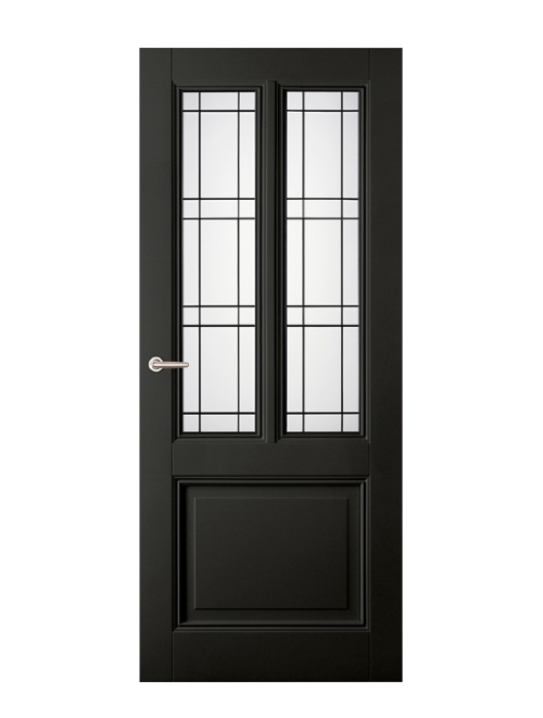Binnendeur Classic Black Aerdenhout stomp met Glas in lood Verona voorgelakt Zwart