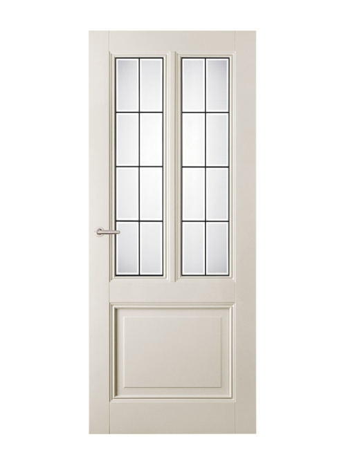 Binnendeur Classic White Veere opdek met glas in lood Udine gerond Wit