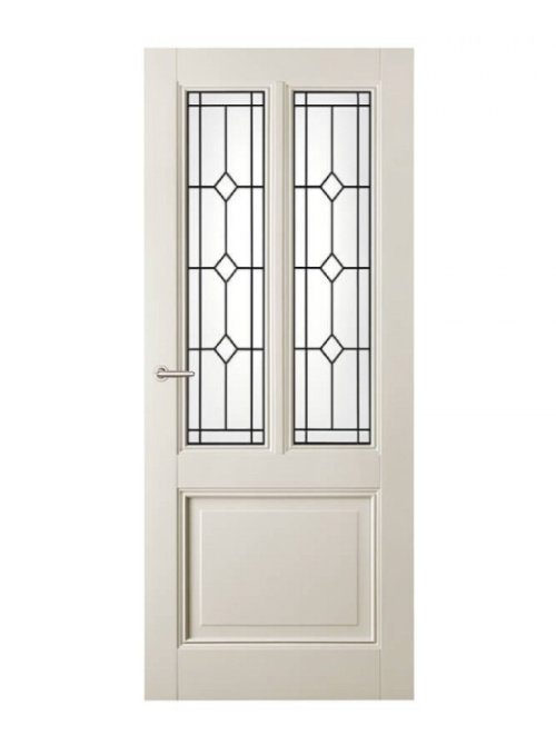 Binnendeur Classic White Veere opdek met glas in lood Bologna gerond Wit