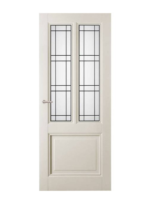 Binnendeur Classic White Veere stomp met glas in lood Verona gerond Wit