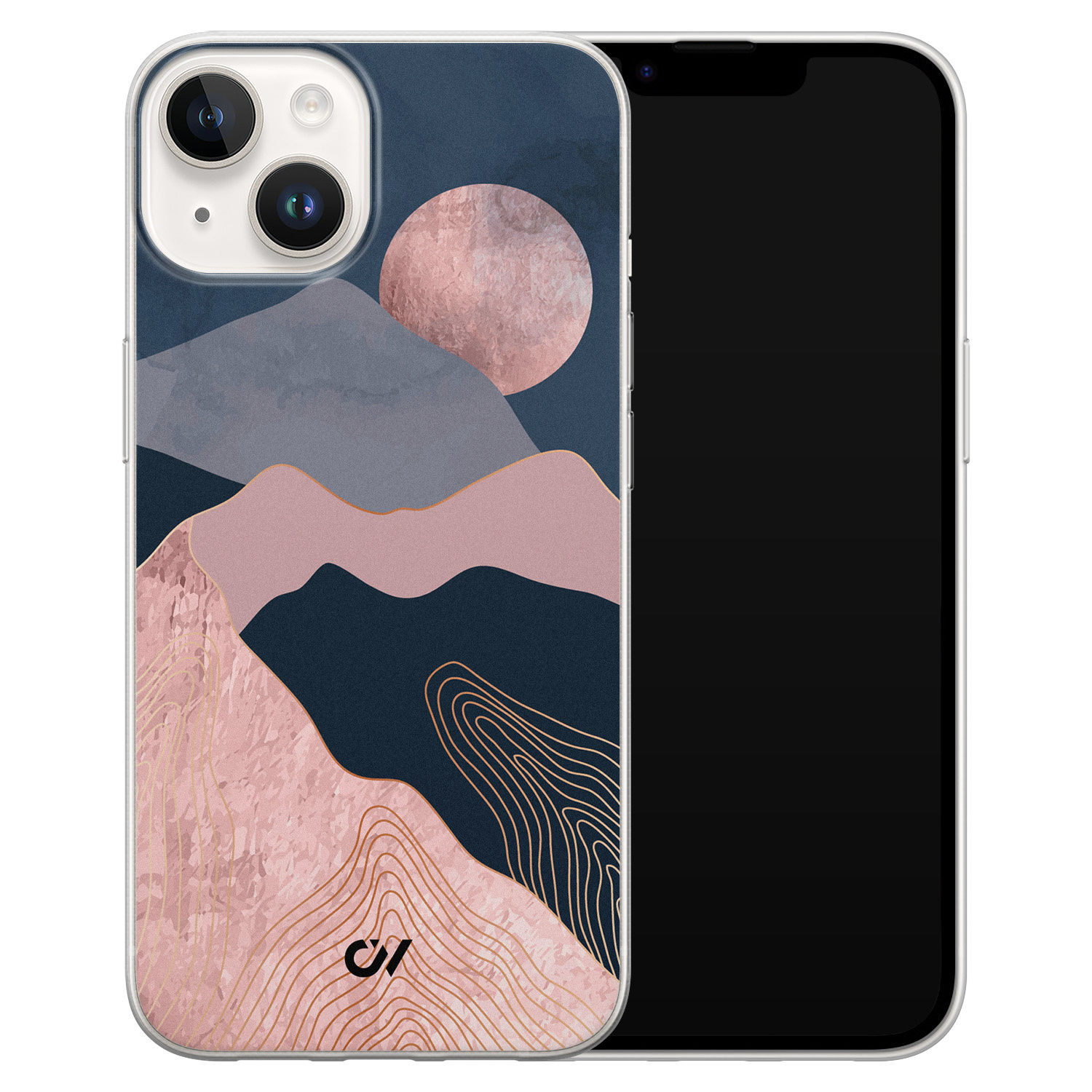 Casevibes iPhone 14 hoesje siliconen - Landscape Rosegold