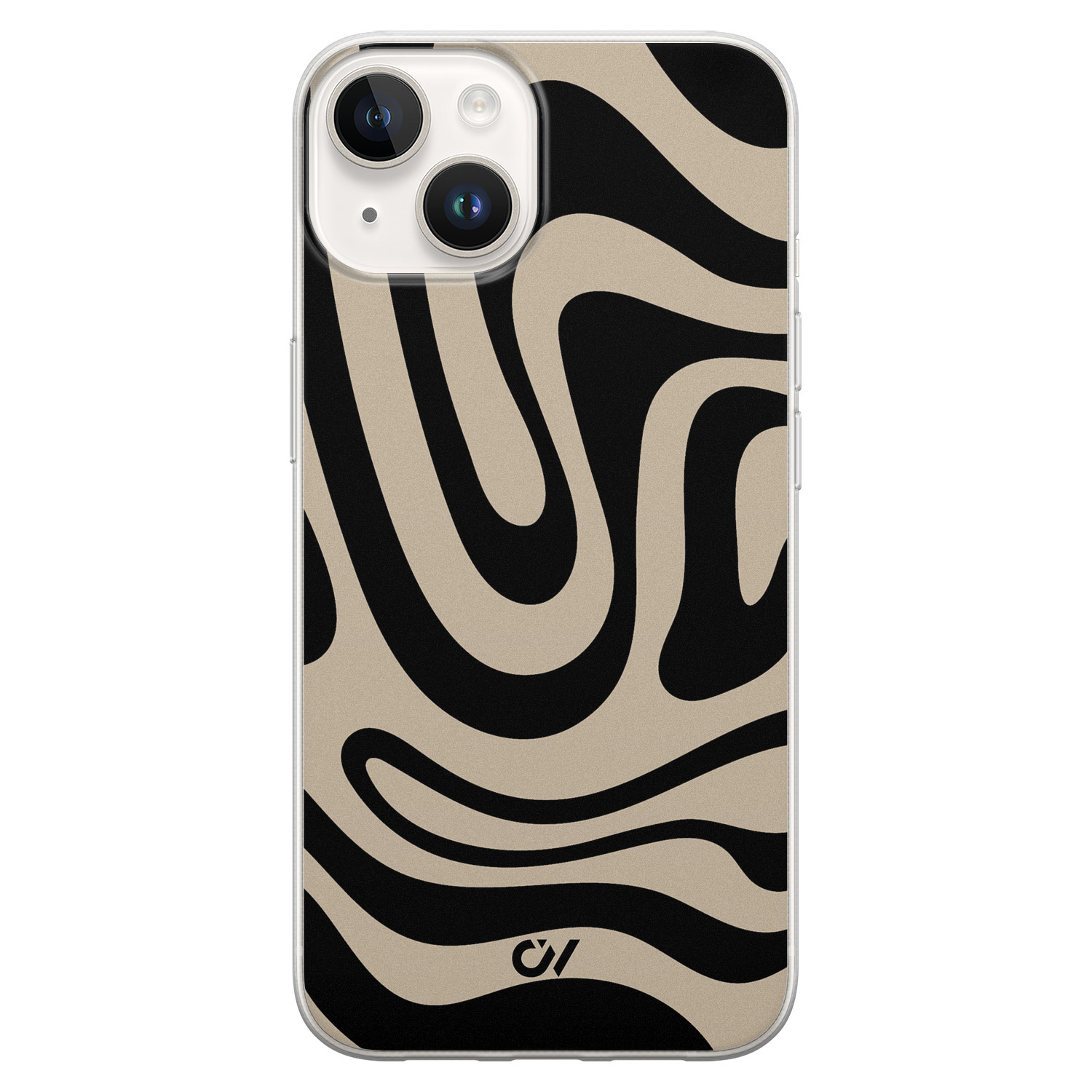 Casevibes iPhone 14 hoesje siliconen - Abstract Black Waves