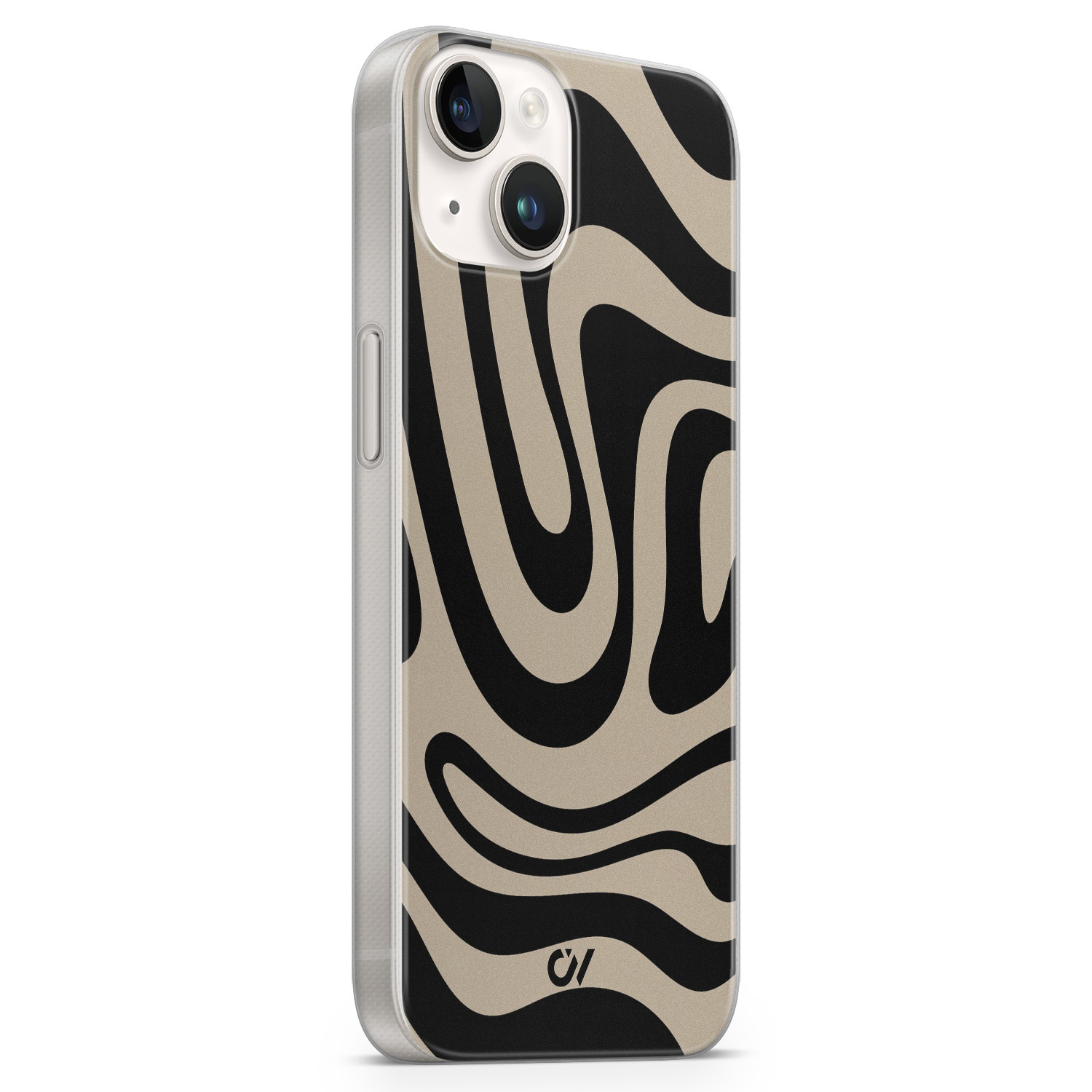 Casevibes iPhone 14 hoesje siliconen - Abstract Black Waves