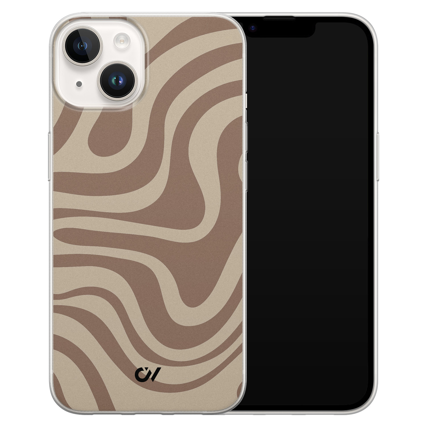 Casevibes iPhone 14 hoesje siliconen - Brown Abstract Waves