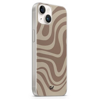 Casevibes iPhone 14 hoesje siliconen - Brown Abstract Waves