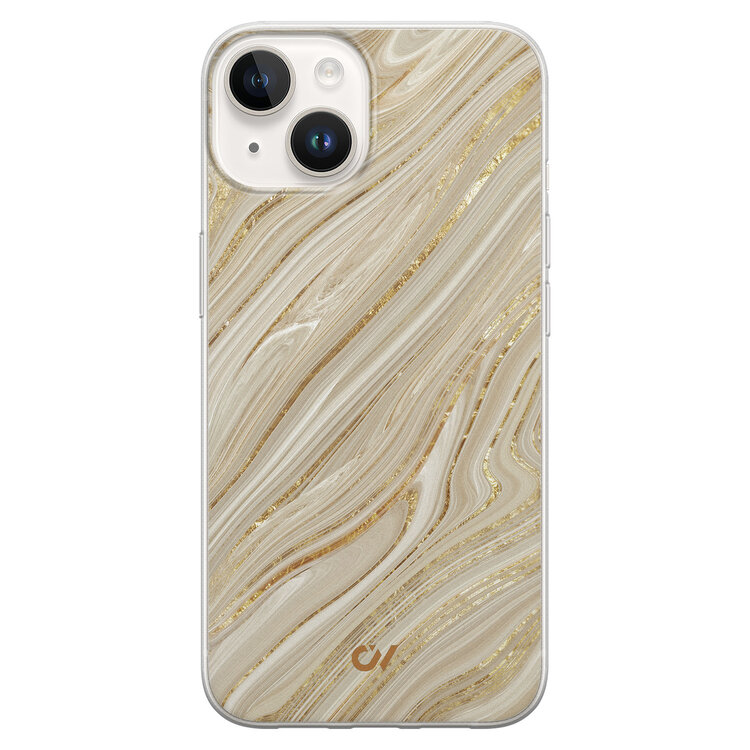 Casevibes iPhone 14 hoesje siliconen - Golden Marble