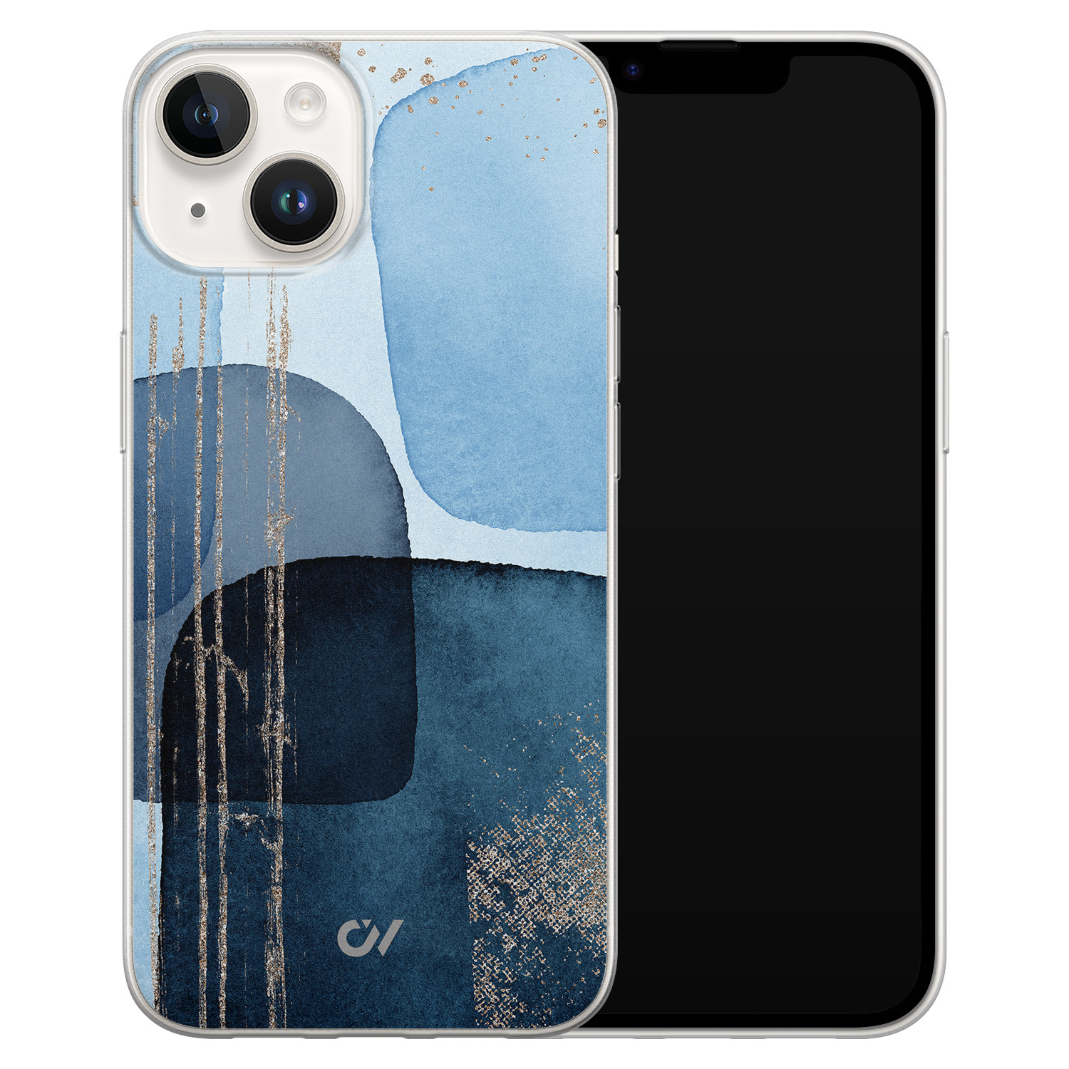 Casevibes iPhone 14 hoesje siliconen - Blue Abstract Shapes