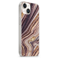 Casevibes iPhone 14 hoesje siliconen - Golden Pink Marble