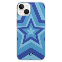 Casevibes iPhone 14 hoesje siliconen - Retro Ster Blauw